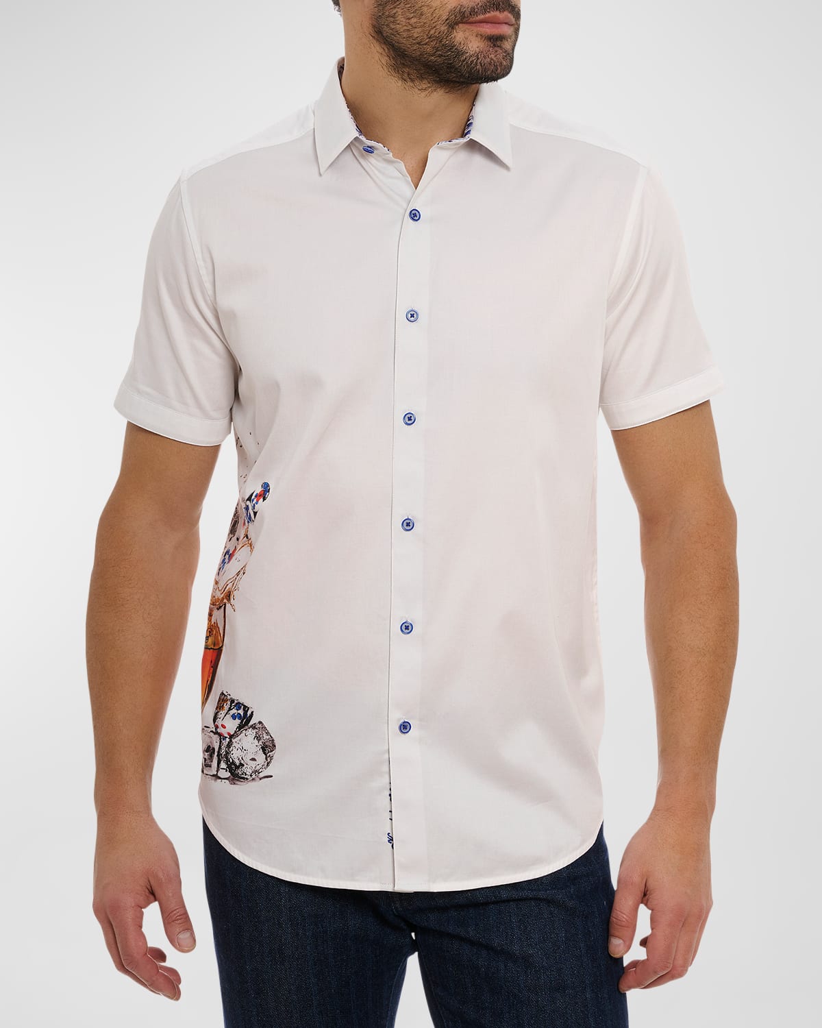 Shop Robert Graham Men's Ice And Dice Short-sleeve Shirt In White