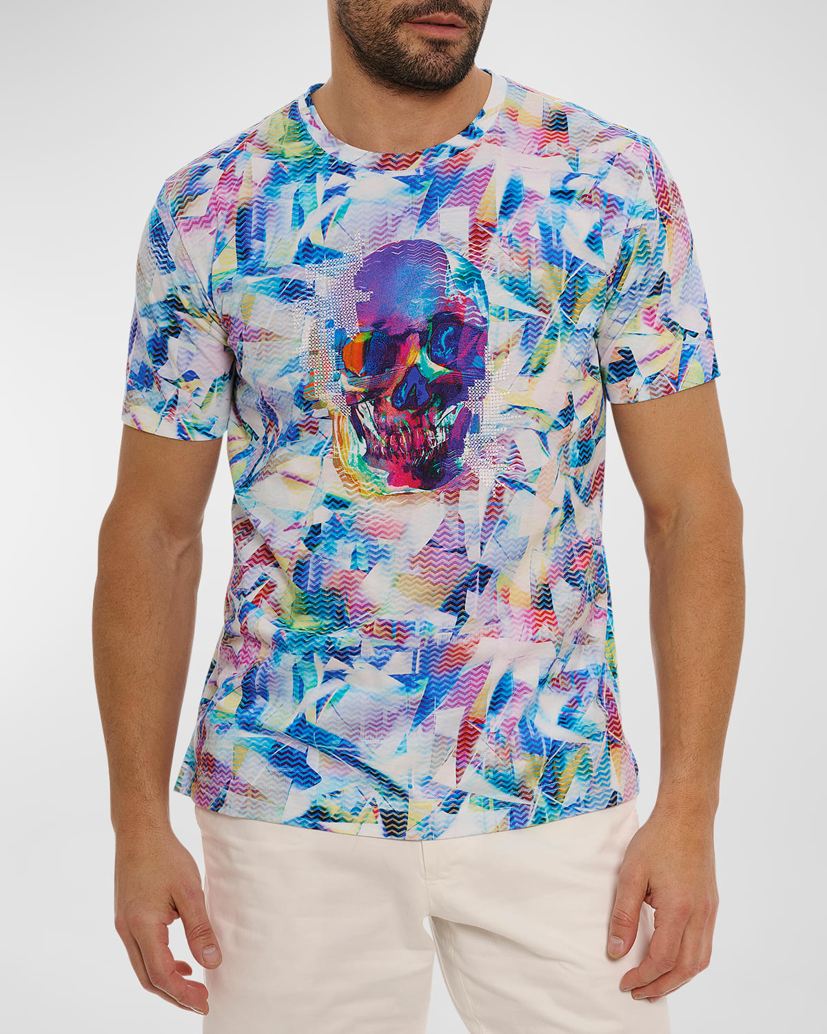 Shop Robert Graham Men's Kaleidoskull Graphic Crewneck T-shirt In Multi