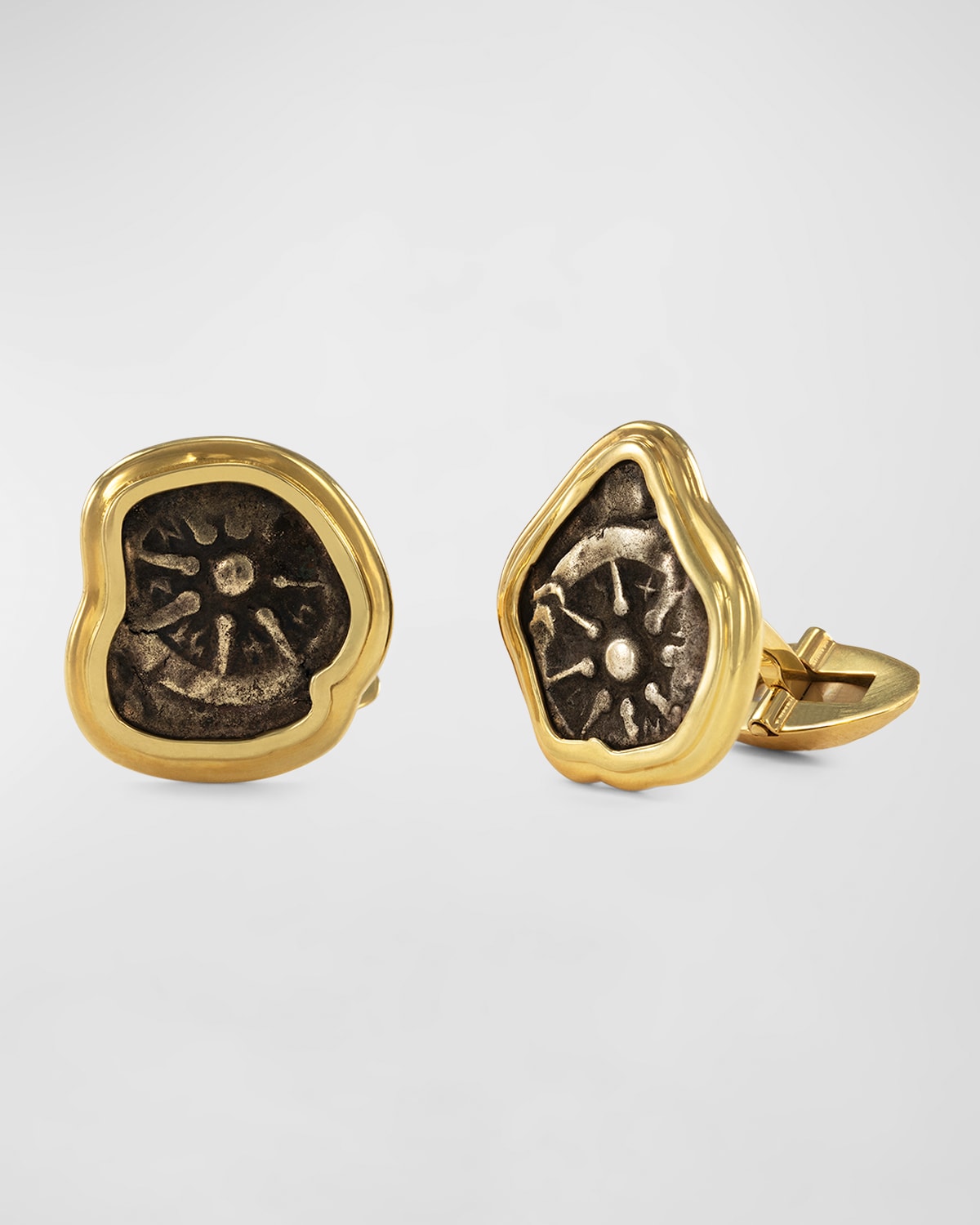 Men's 18K Yellow Gold Widow's Mite Coin Cufflinks