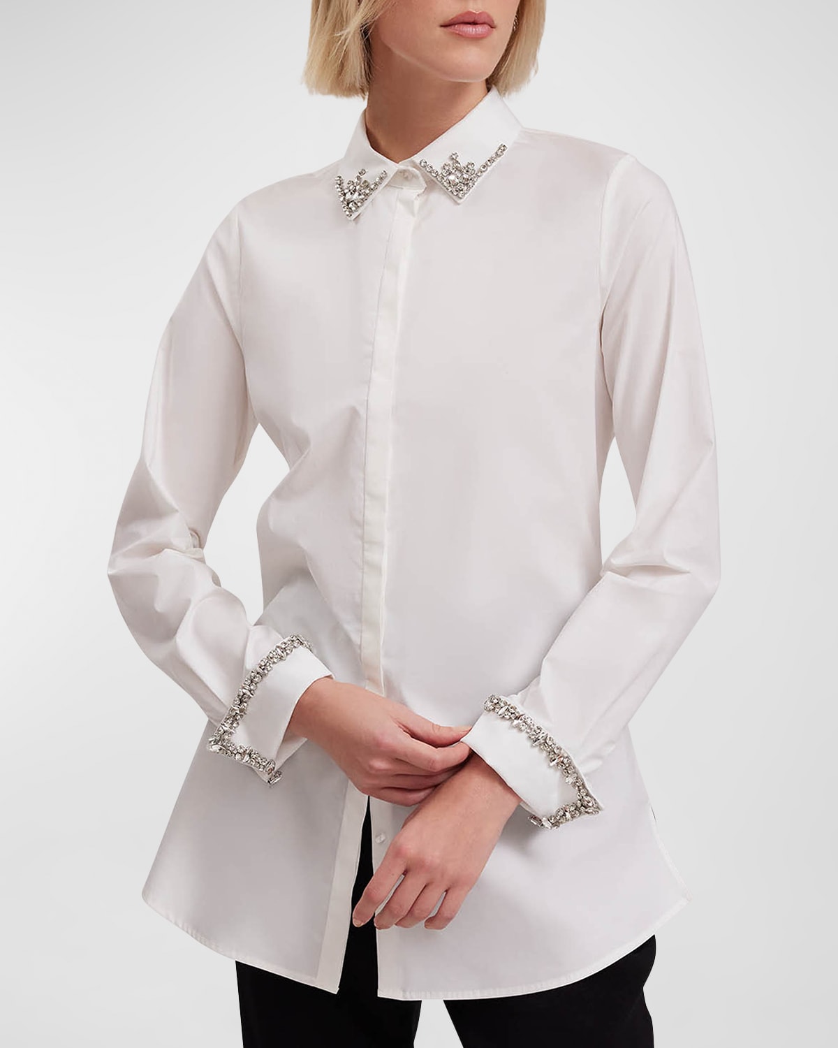 Shop Anne Fontaine Philomne Crystal-embellished Shirt In White