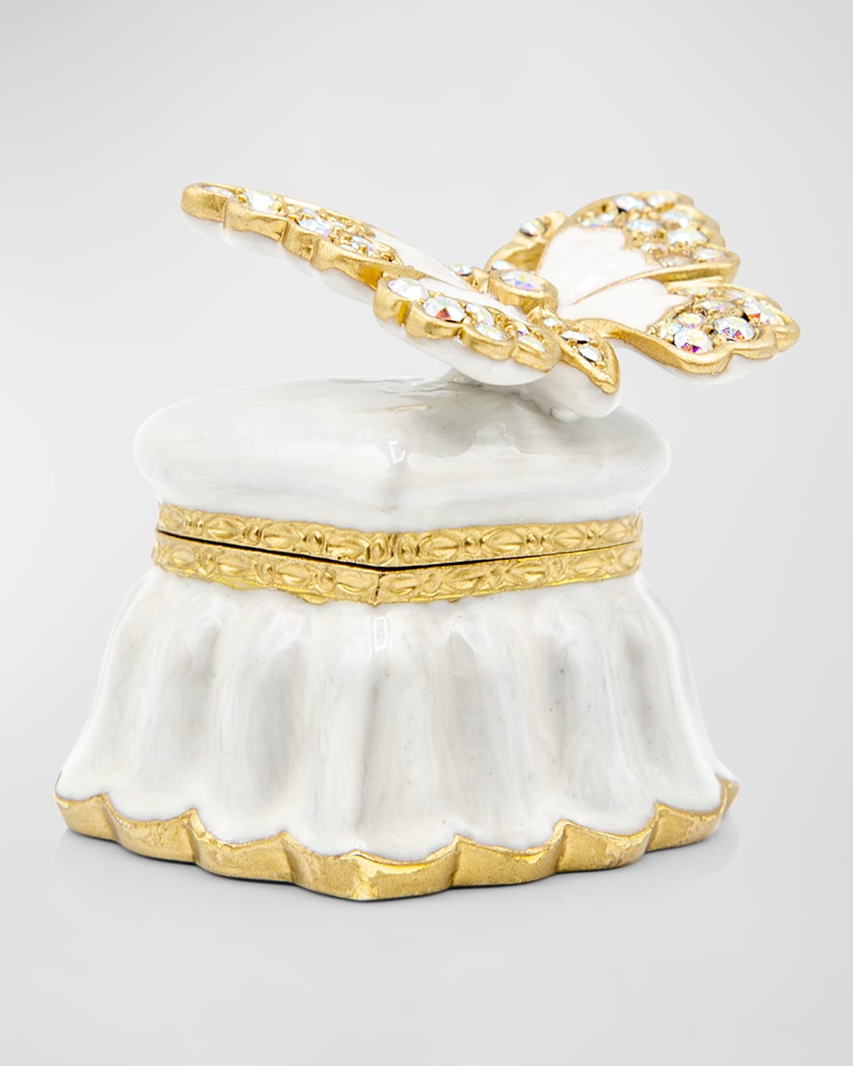 JAY STRONGWATER HEART AND BUTTERFLY 14K GOLD-PLATED CRYSTAL BOX