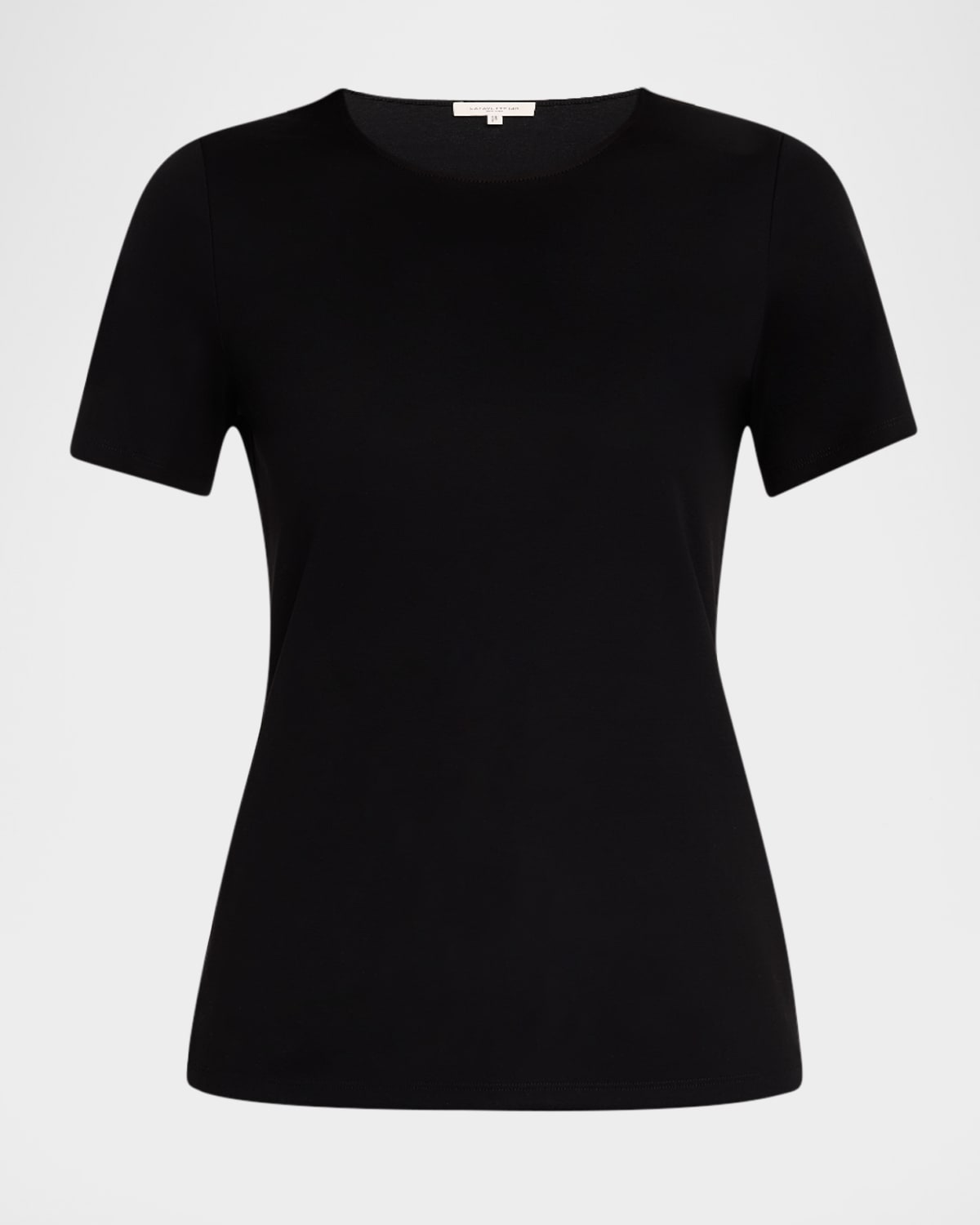 Ribbed Crewneck Cotton T-Shirt