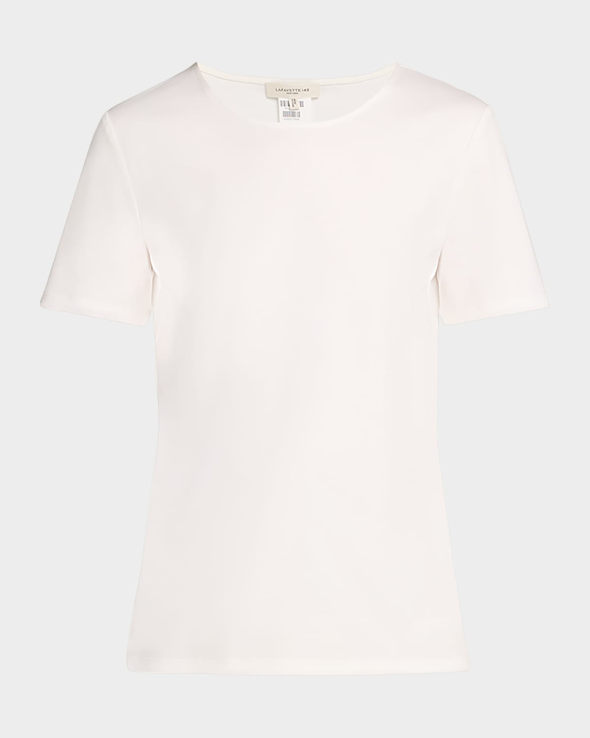 Shop Lafayette 148 Ribbed Crewneck Cotton T-shirt In White