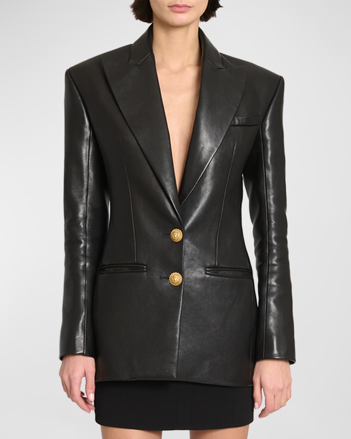 Tailored Leather Blazer Jacket