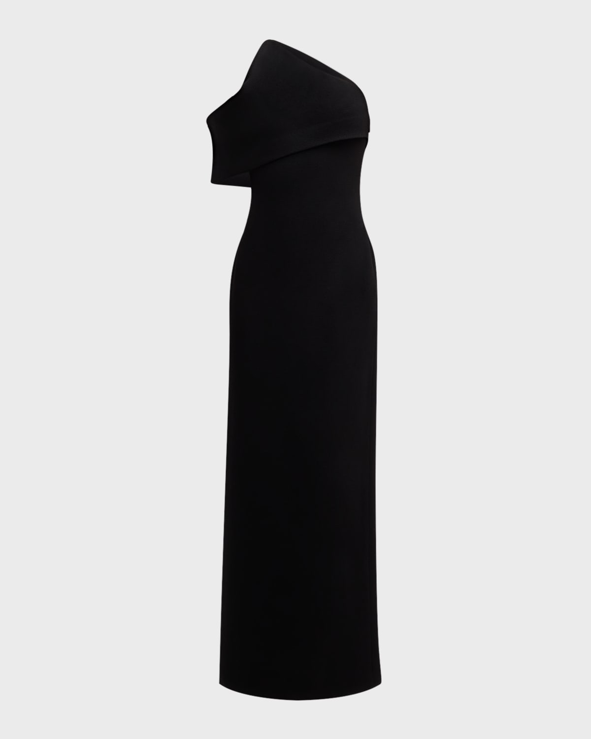 Brandon Maxwell The Romee One-shoulder Draped Wool-crepe Gown In Black
