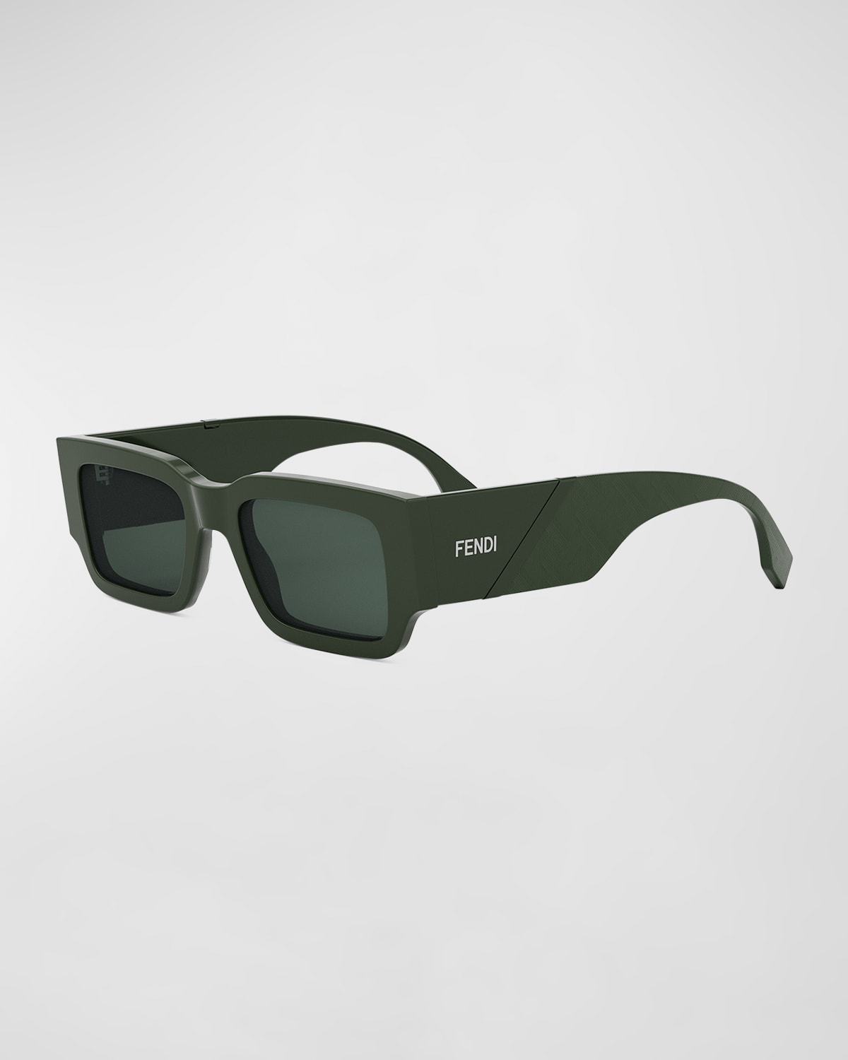 Fendi Men's Rectangle Acetate Sunglasses In Green