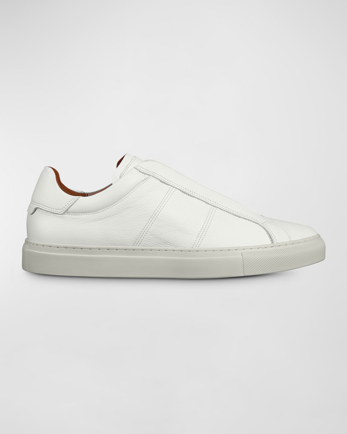 Shop Allen Edmonds Men's Colton Grained Leather Slip-on Sneakers In White