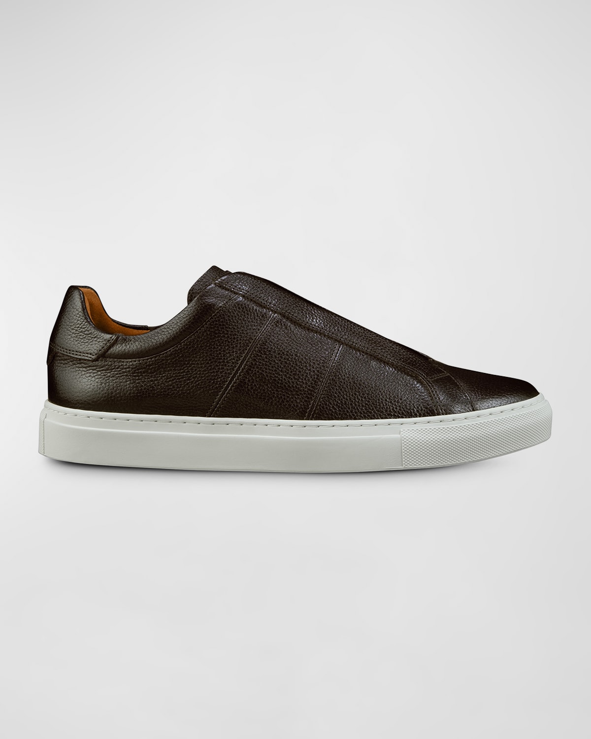 Shop Allen Edmonds Men's Colton Grained Leather Slip-on Sneakers In Dark Brown
