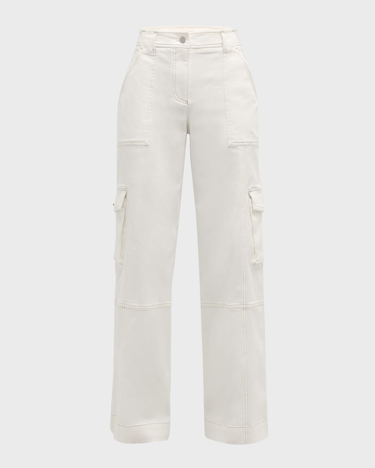 Shop Twp Coop Cotton Twill Topstitched Cargo Pants In Ivory