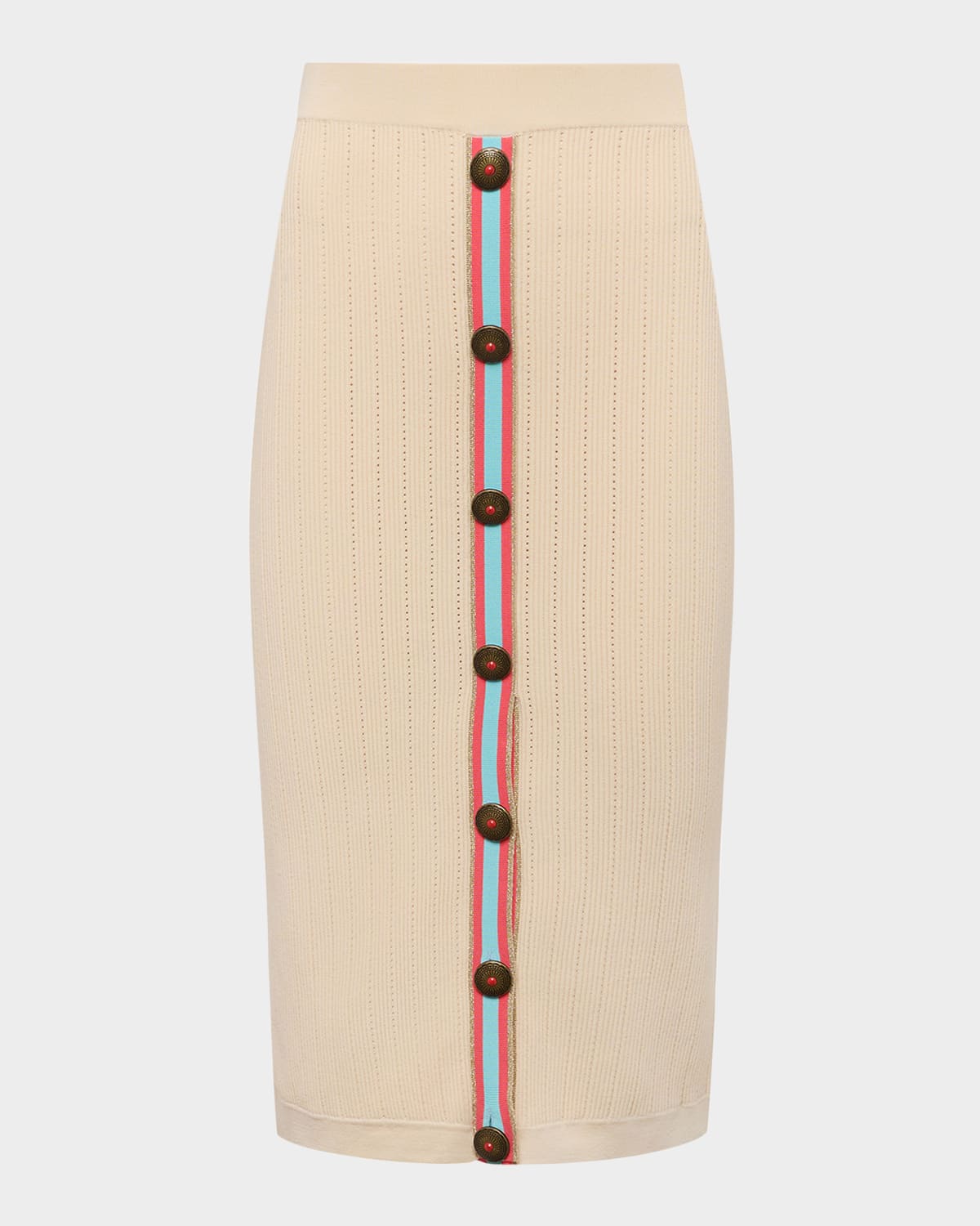 L'Agence Melania Pointelle Knit Midi Skirt