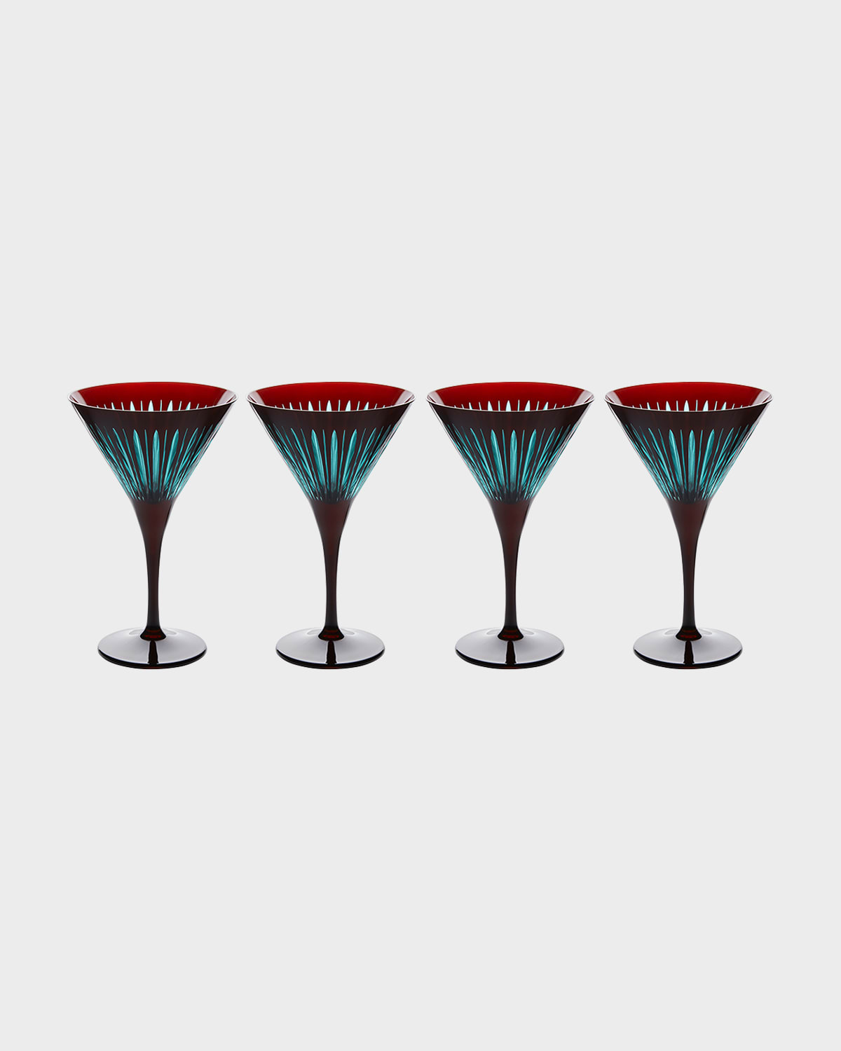 L'objet Prism Martini Glasses (set Of Four) In Bordeaux/topaz