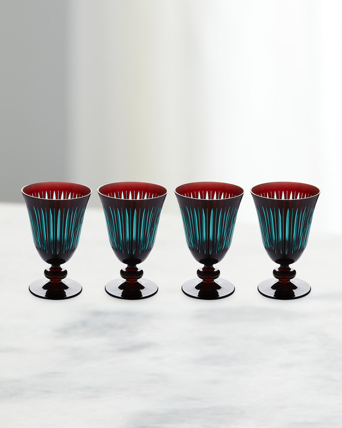 L'objet Prism 9 Oz. Wine Glasses, Set Of 4 In Bordeaux/topaz
