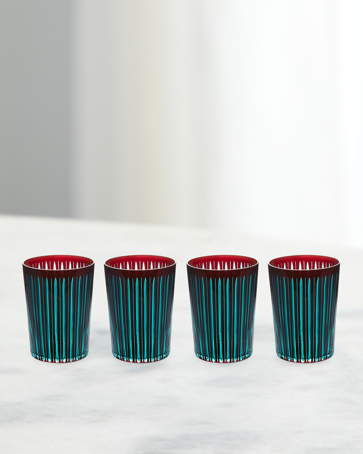 L'objet Prism 17 Oz. Highball Glasses, Set Of 4 In Bordeaux/topaz