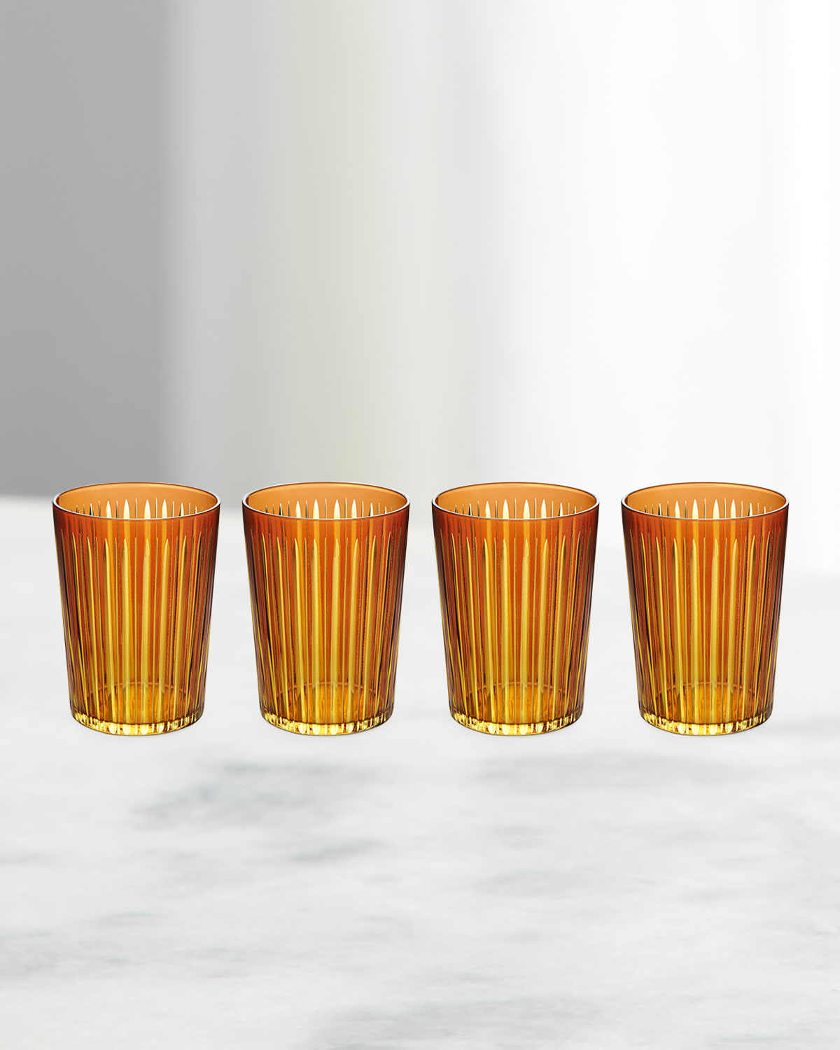 L'objet Prism 17 Oz. Highball Glasses, Set Of 4 In Amber/honey