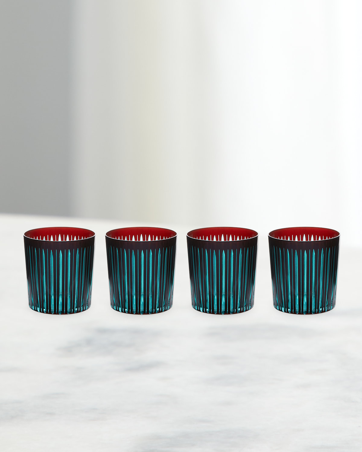 L'objet Prism 13 Oz. Double Old-fashioned Glasses, Set Of 4 In Bordeaux/topaz