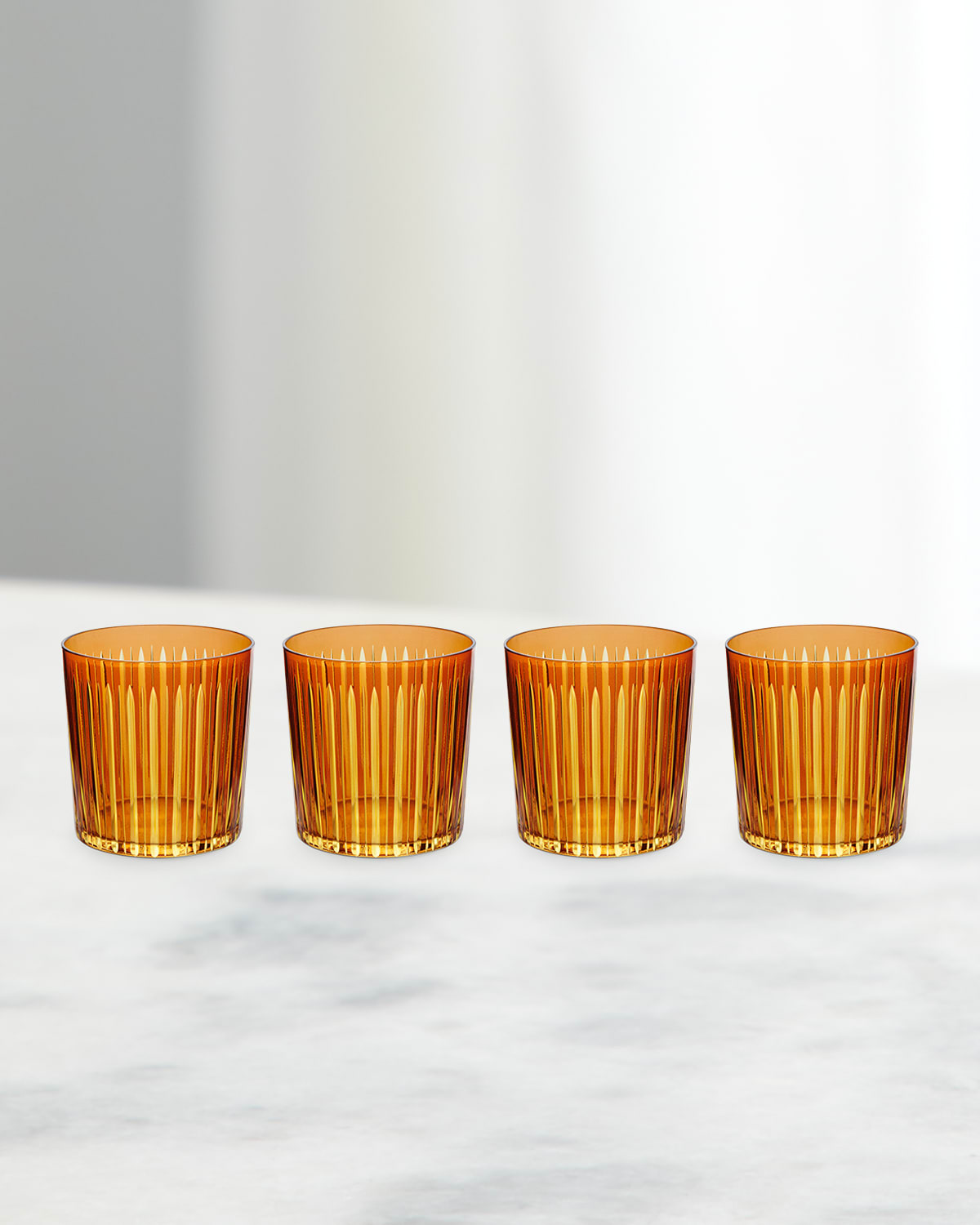 L'objet Prism 13 Oz. Double Old-fashioned Glasses, Set Of 4 In Amber/honey