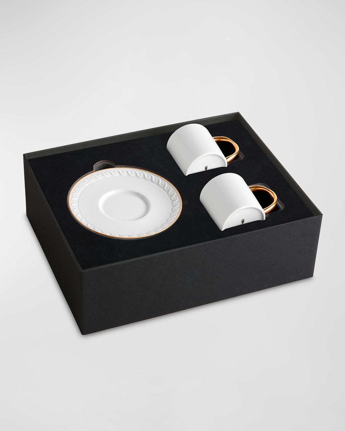 Shop L'objet Neptune 3-piece Espresso Cup & Saucer Set In White/gold