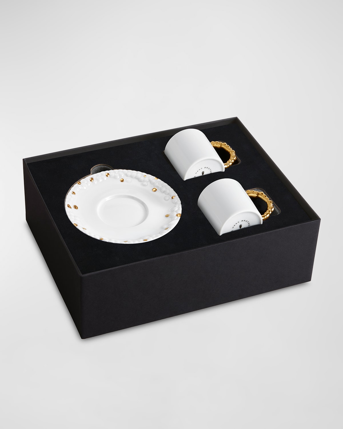 L'objet X Haas Mojave 3-piece Espresso Cup & Saucer Set In White/gold