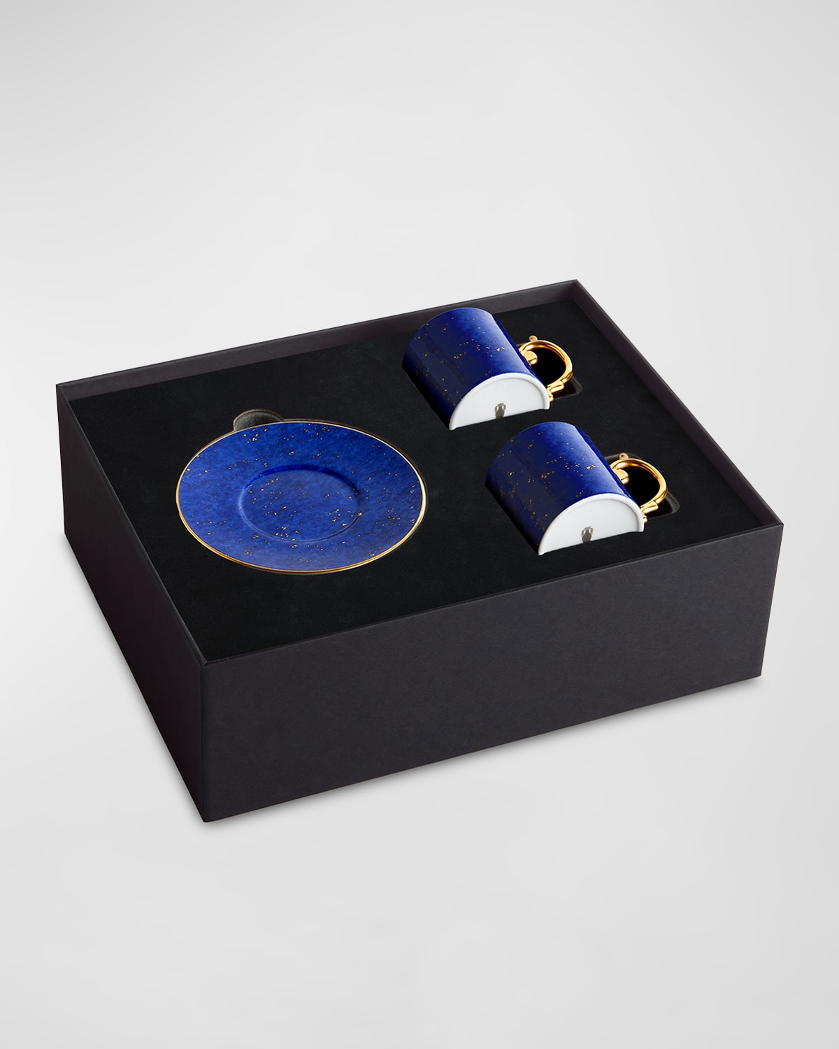 L'objet Lapis 3-piece Espresso Cup & Saucer Set In White/gold