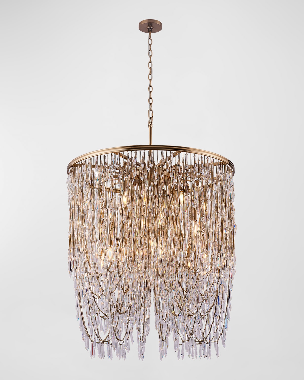 Kalco Lighting Frangia 34" Chandelier In Brushed Champagne Gold