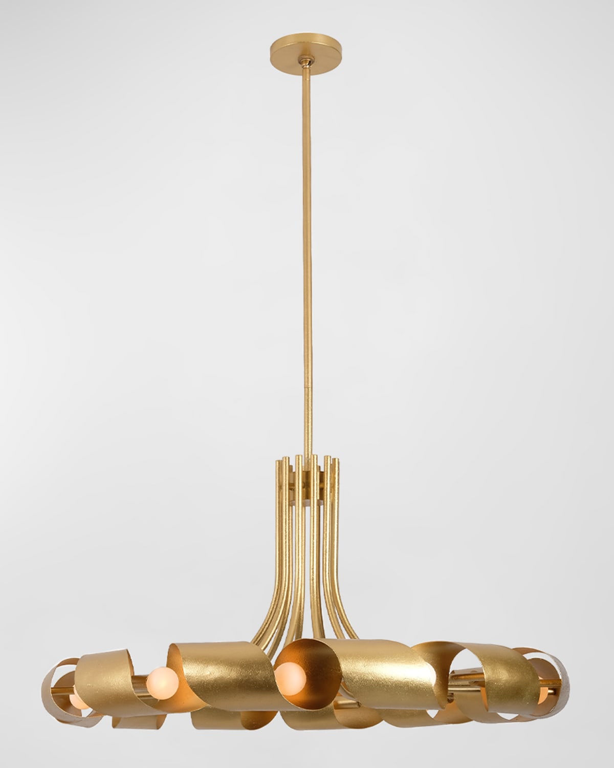 Kalco Lighting Ribbon 36" Chandelier In Bright Gold Leaf