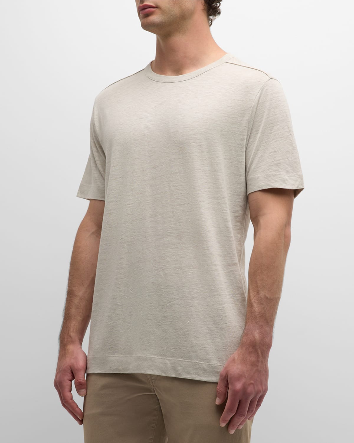 Shop Hugo Boss Men's Linen Silk Short-sleeve T-shirt In Lt Bge