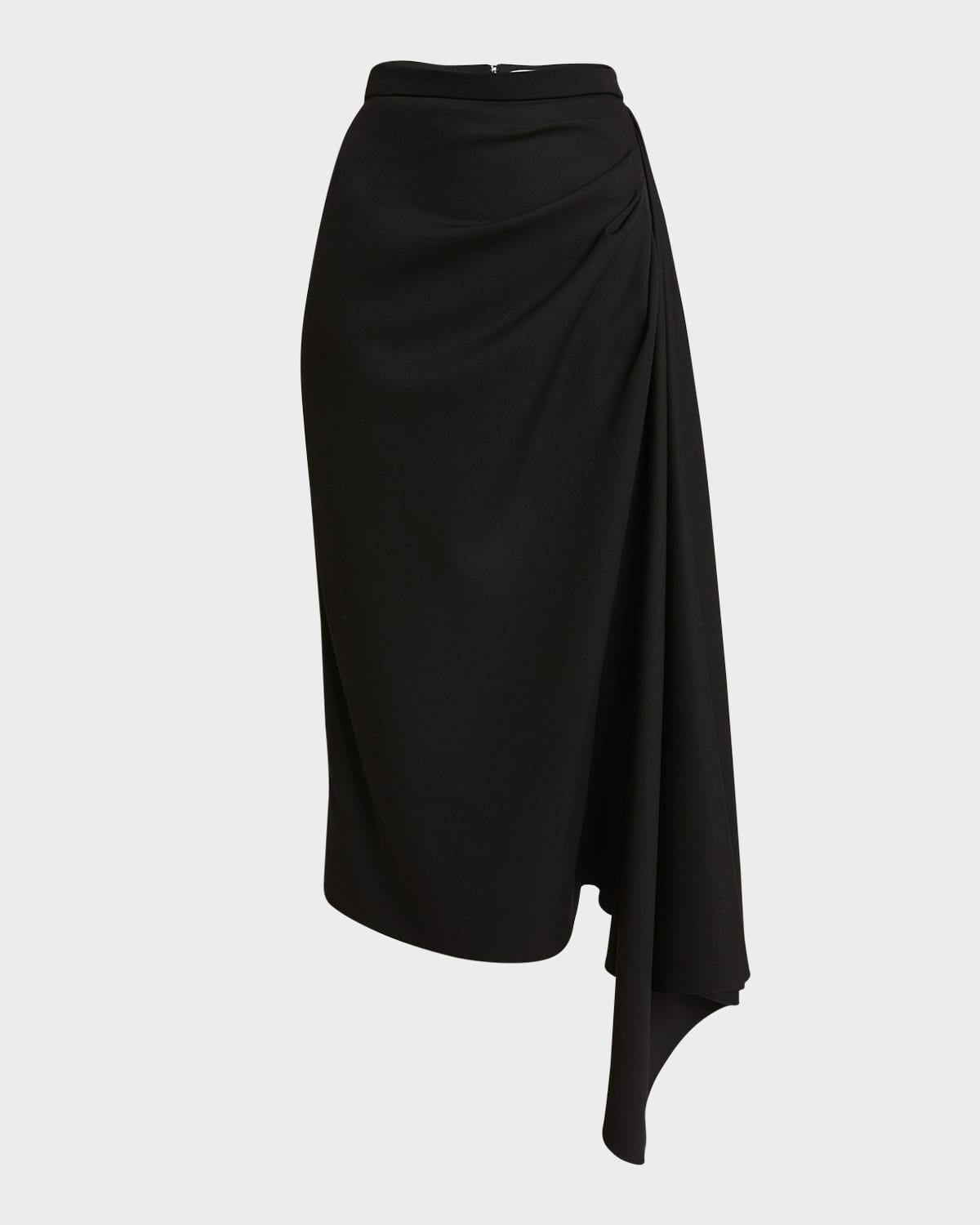 Erdem Draped Virgin-wool Pencil Skirt In Black
