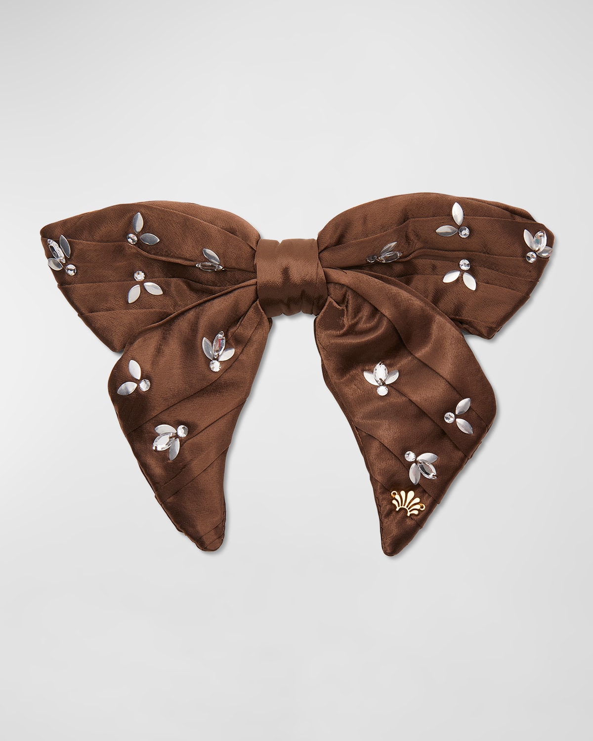 Lele Sadoughi Honeybee Embellished Bow Barrette In Rootbeer