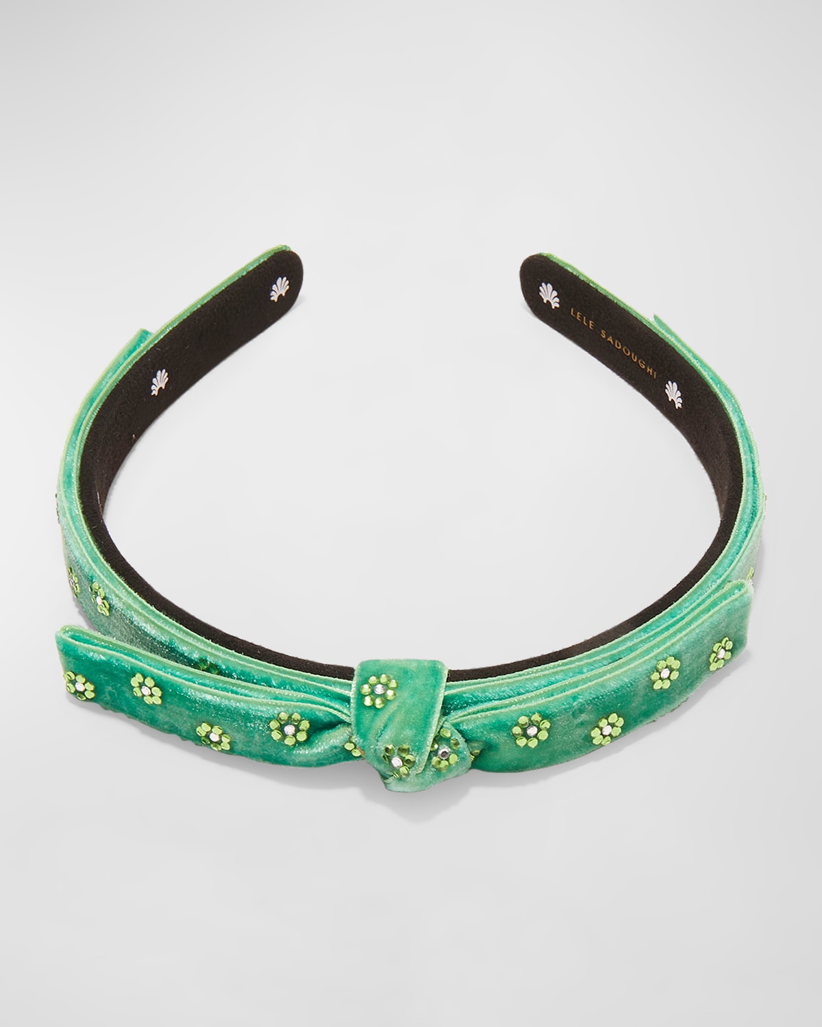 Lele Sadoughi Bardot Embellished Ribbon Headband In Leaf Green