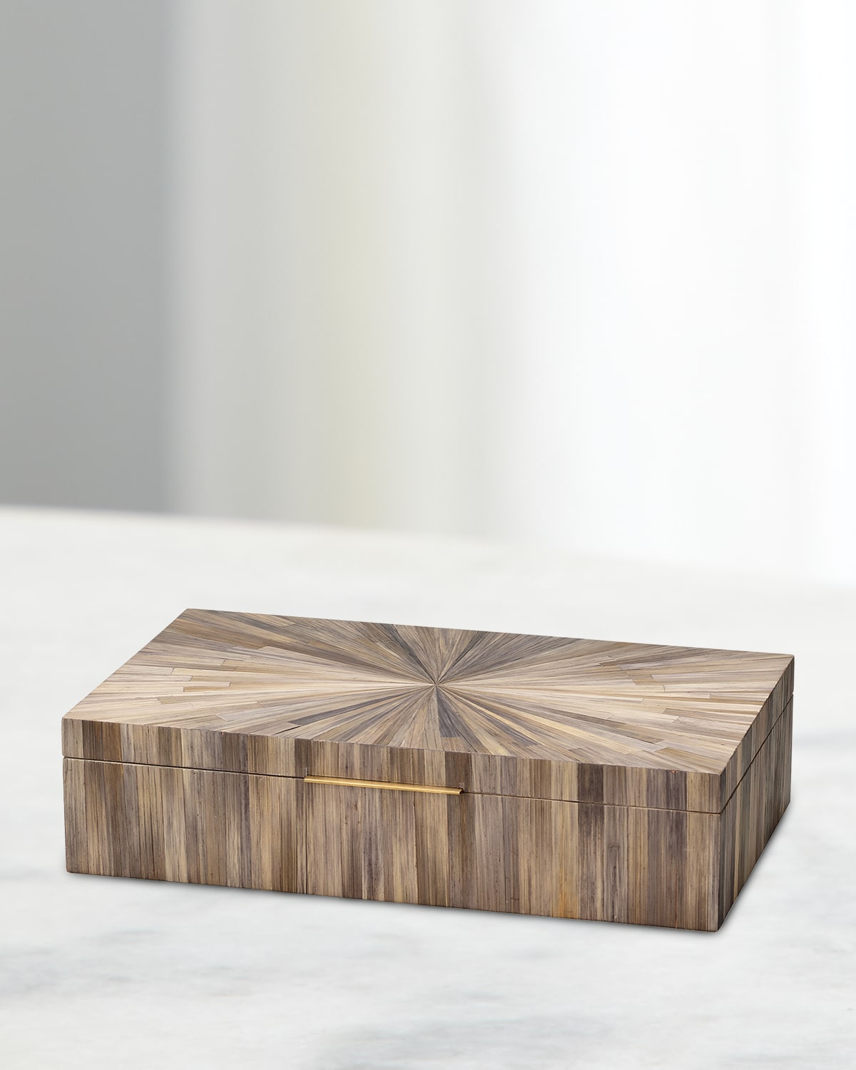 Shop Jamie Young Palm Marquetry Box In Grey
