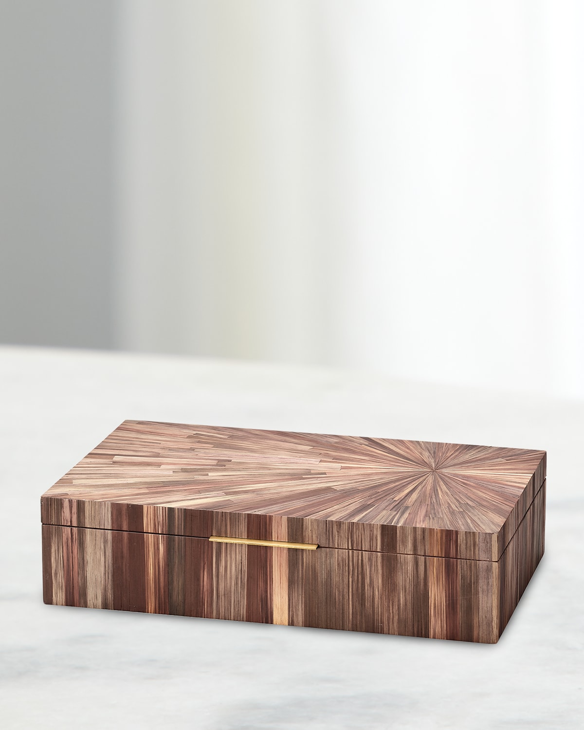 Jamie Young Palm Marquetry Box In Brown