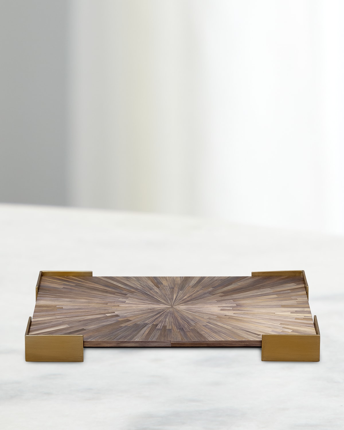Jamie Young Palm Marquetry Tray In Grey