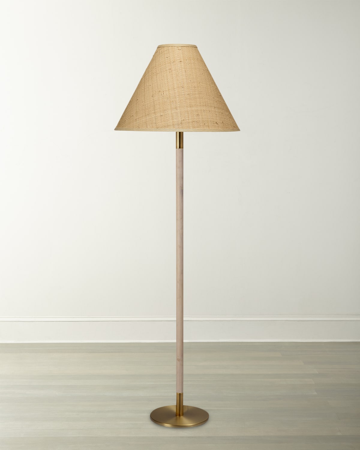 Jamie Young Morgana Floor Lamp In Antique Brass, Natural