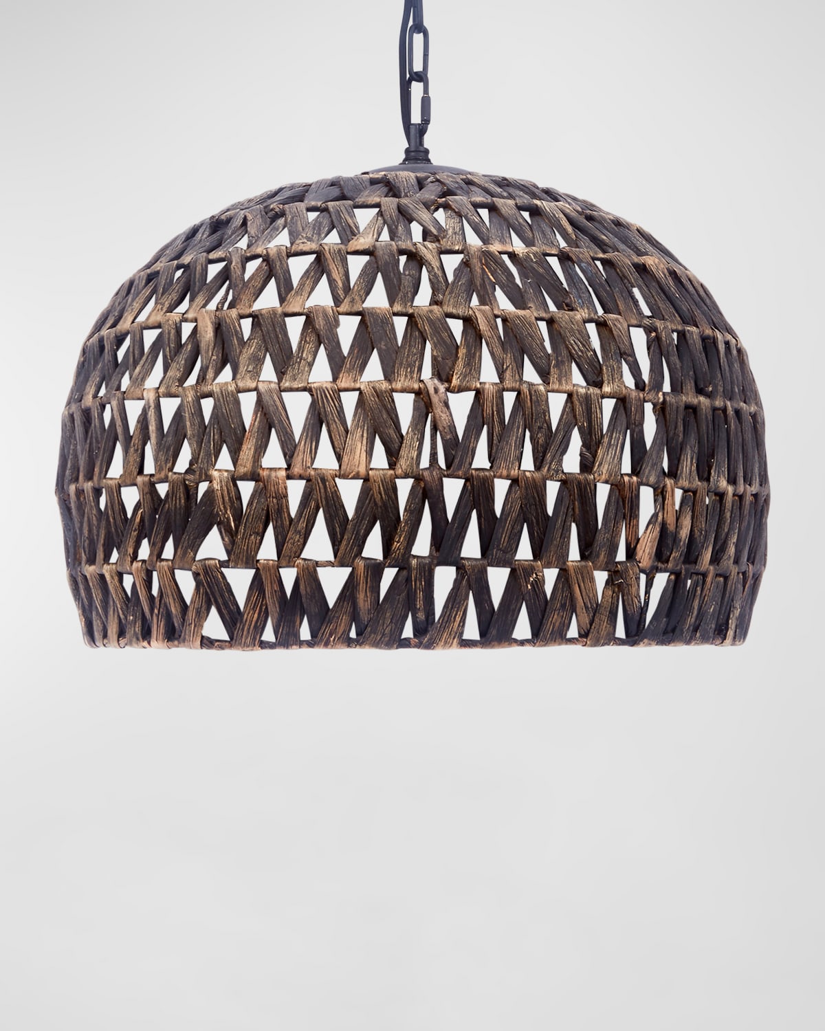 Old World Design Marley Woven Water Hyacinth Pendant Light In Black Wash