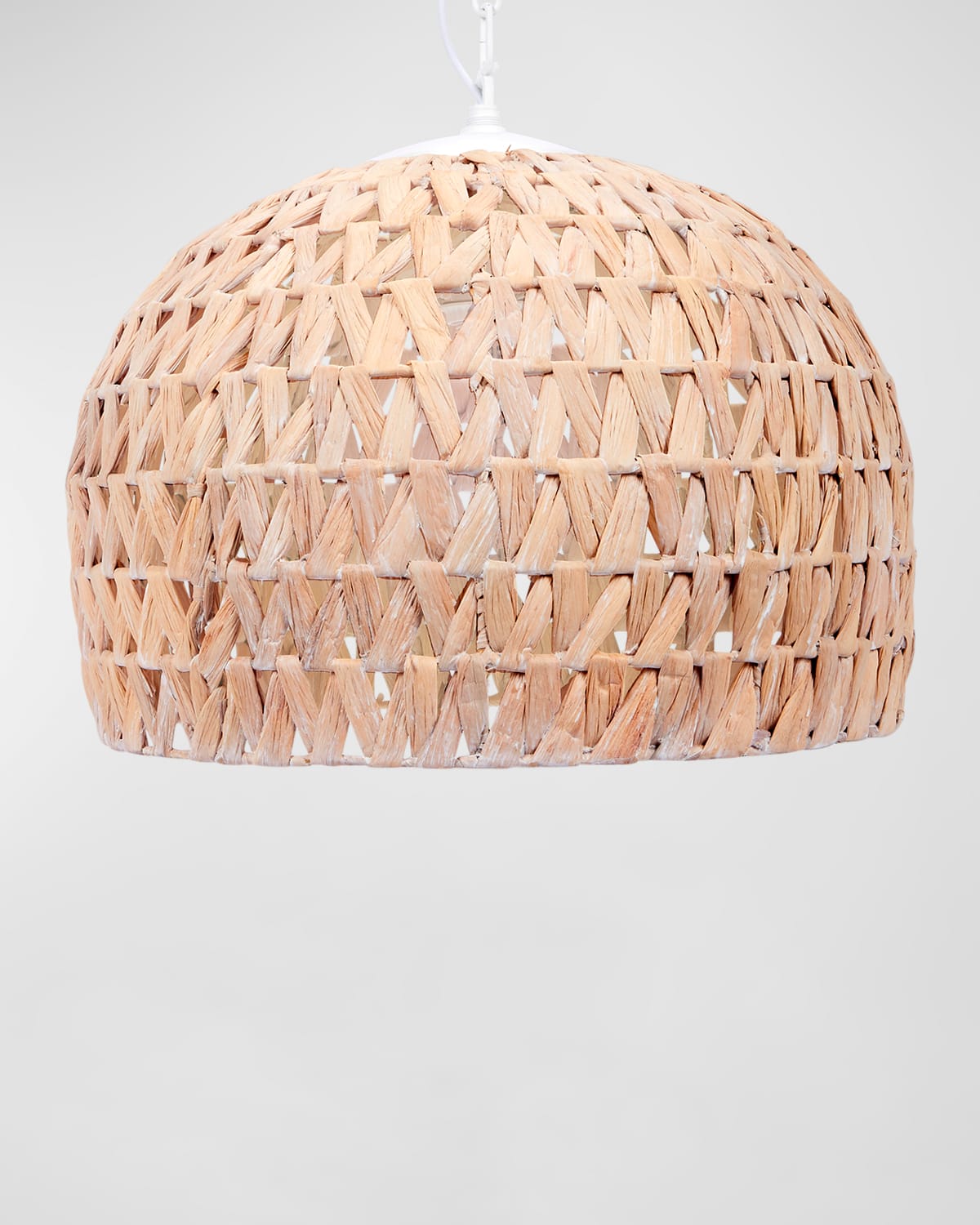 Old World Design Marley Woven Water Hyacinth Pendant Light In White Wash