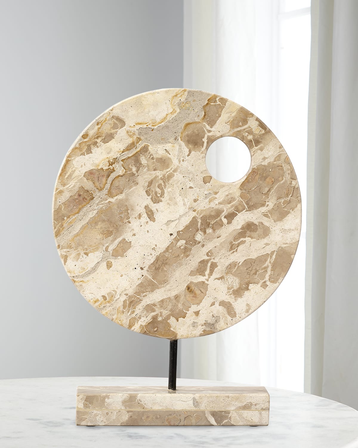 Jamie Young Satellite Marble Decorative Stand In Cream