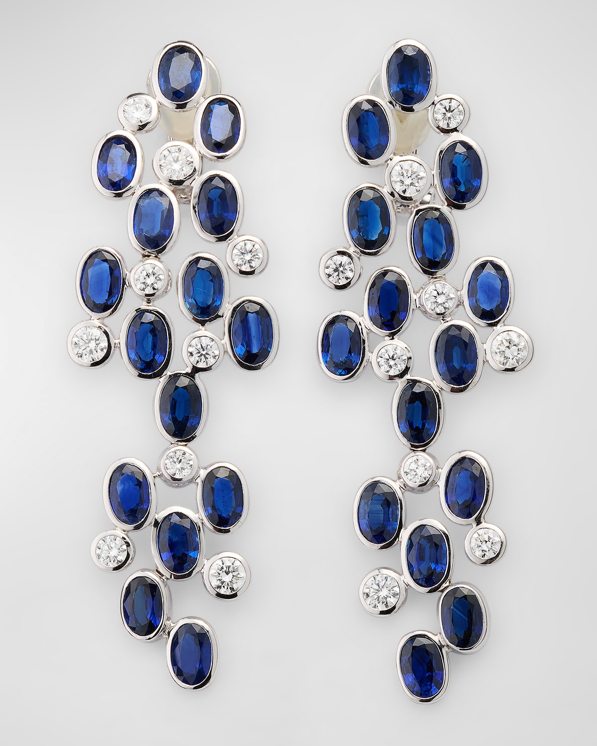 18K White Gold Sapphire and Diamond Statement Earrings