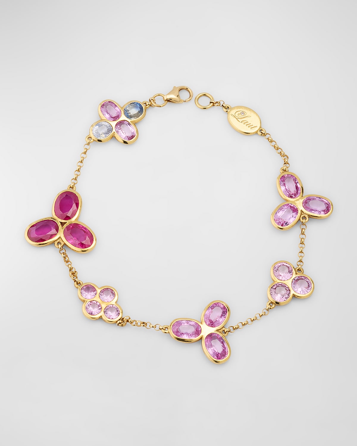 Alexander Laut 18k Sapphire And Ruby Chain Bracelet In Gold