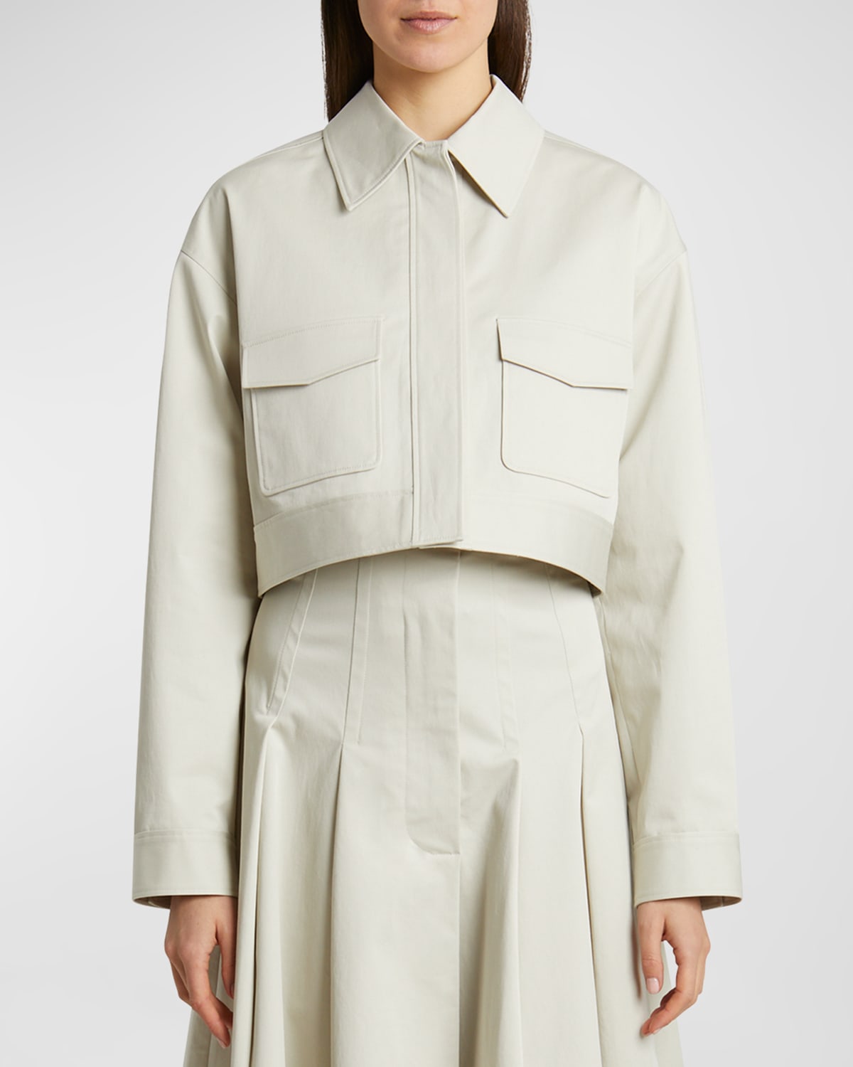 Proenza Schouler Dylan Cotton Twill Suiting Shirt Jacket In Gray
