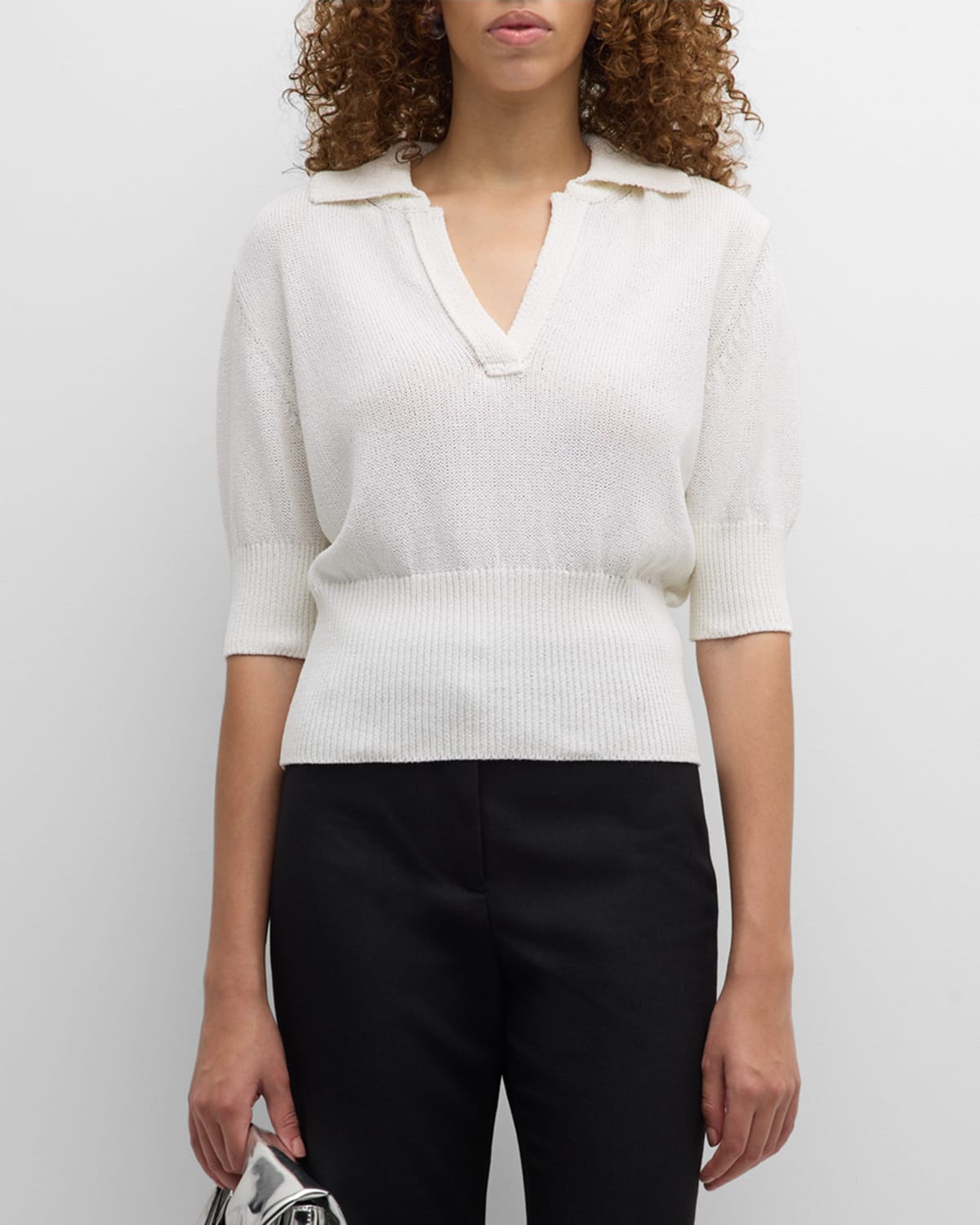 Proenza Schouler Reeve Knit Polo Top In Brown