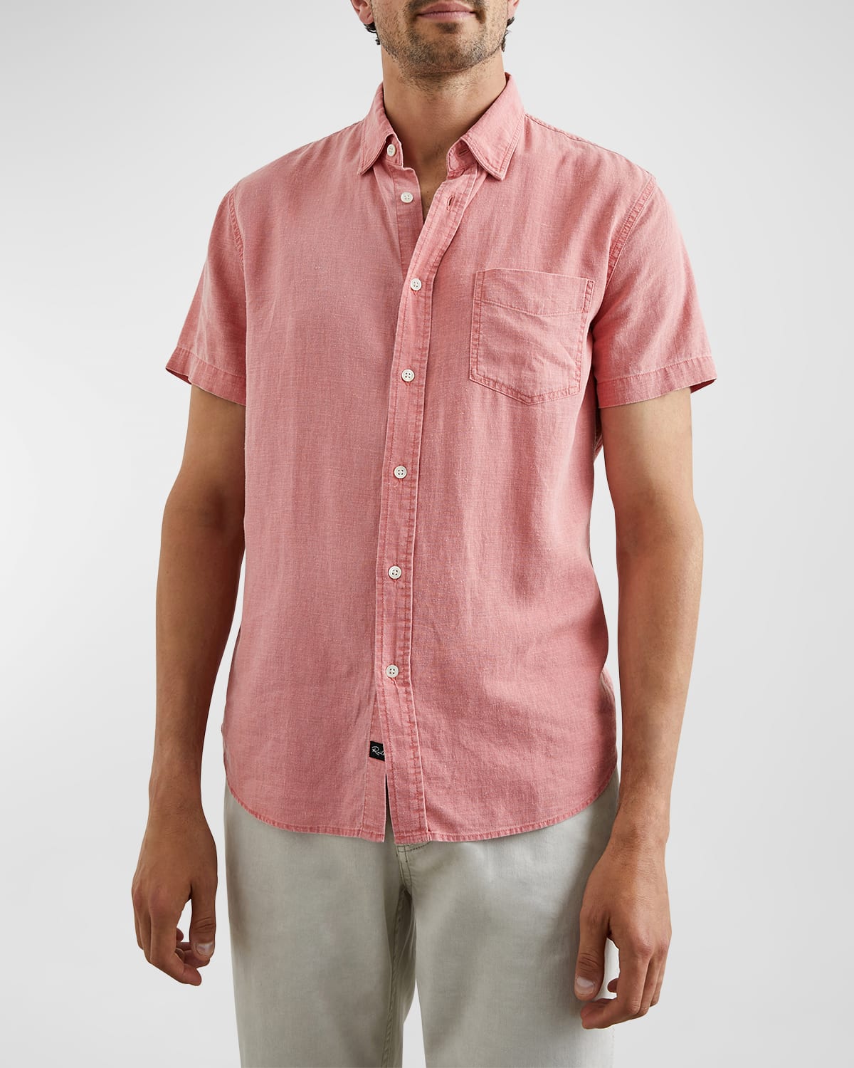 Shop Rails Men's Paros Linen-blend Sport Shirt In Equator