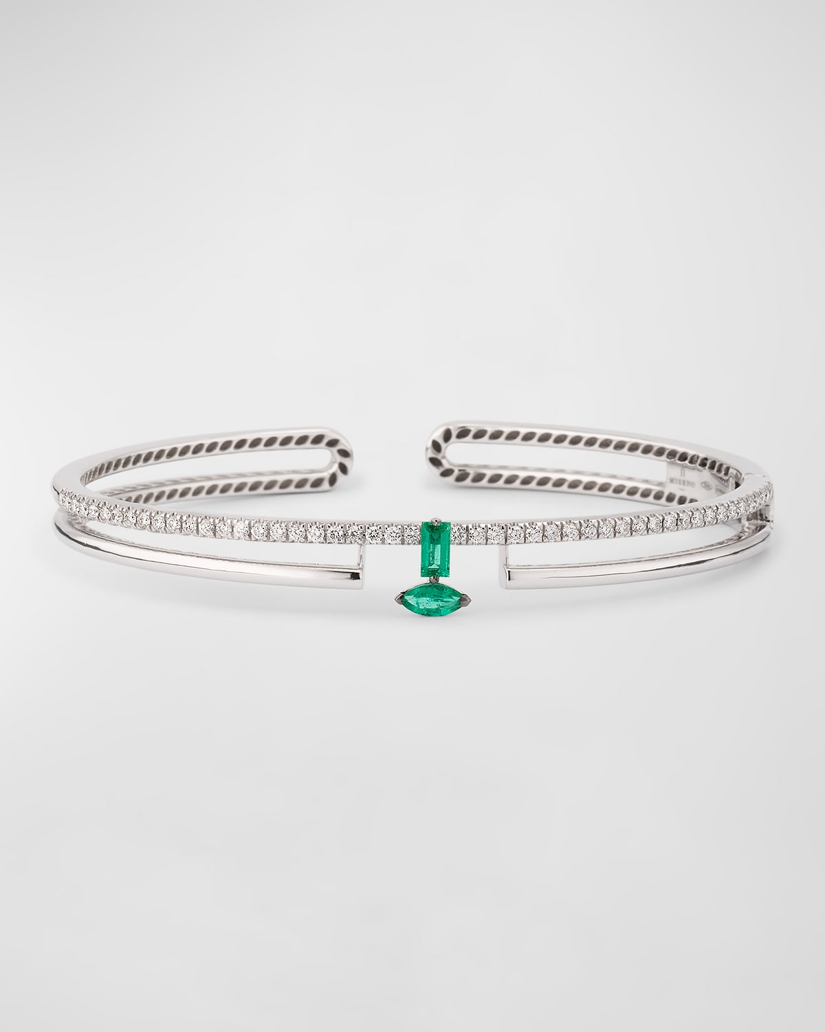 Procida 18K White Gold Diamond and Emerald Bracelet