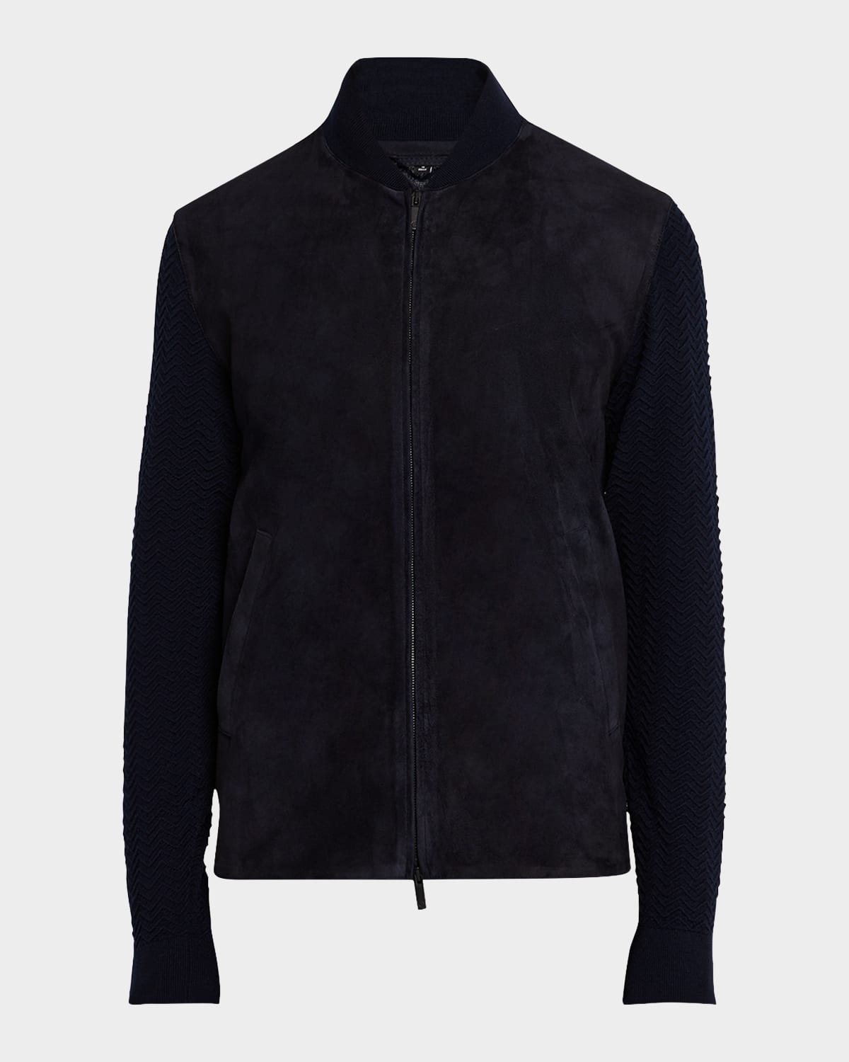 Men's Suede Fabric Mix Bomber Jacket