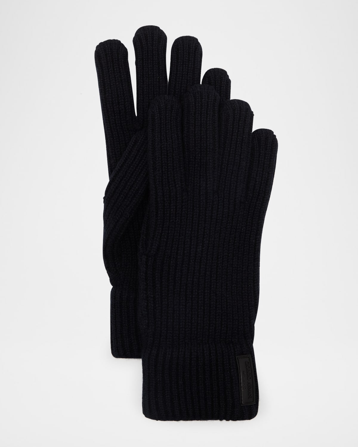 Giorgio Armani Men's Ribbed Cashmere Gloves In Dark Blue