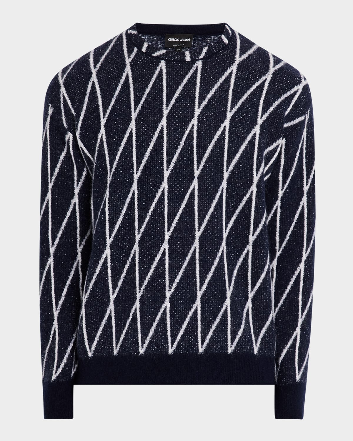 Men's Cashmere and Nylon Geometric Crewneck Sweater