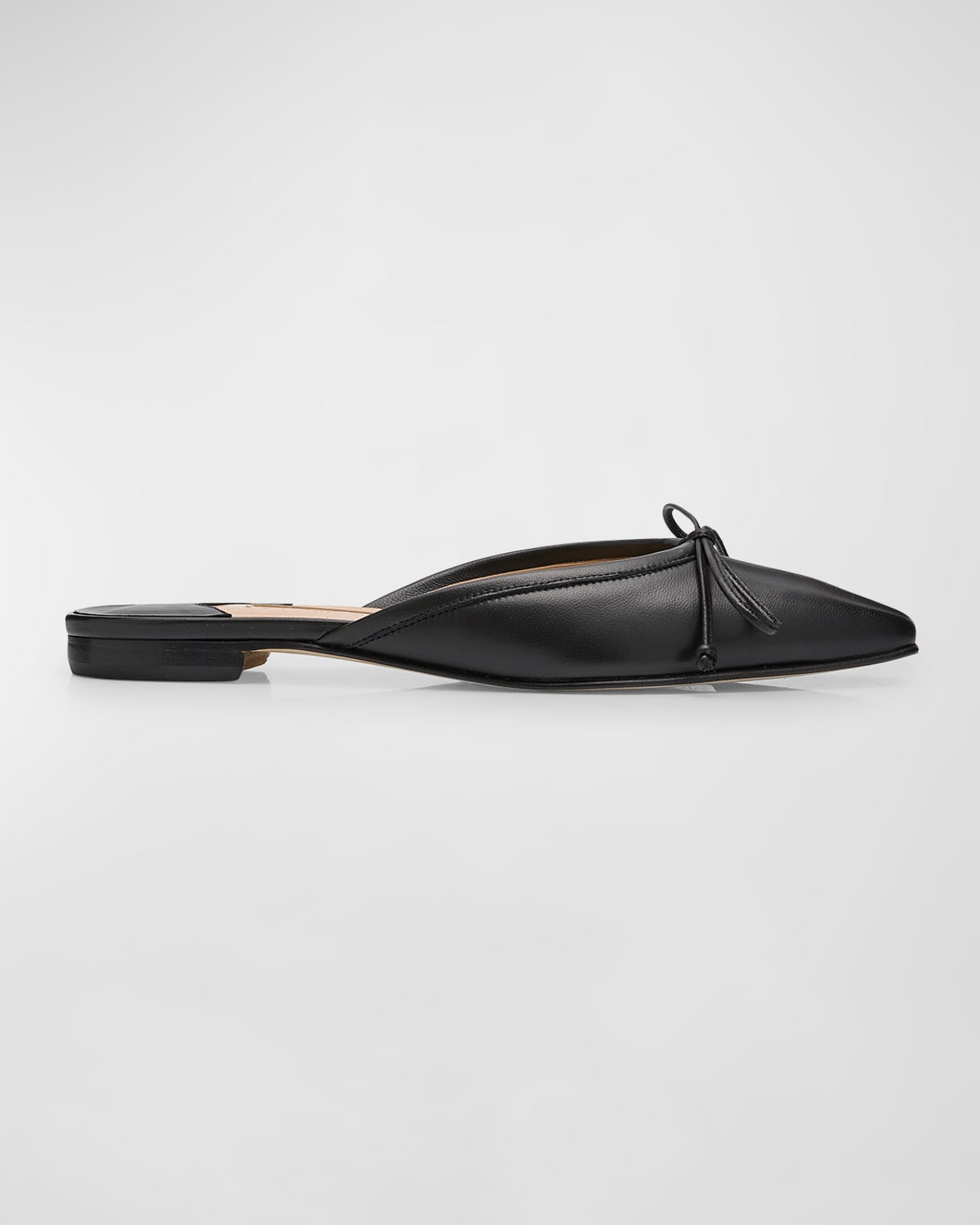 Shop Manolo Blahnik Lambskin Bow Ballerina Mules In Black