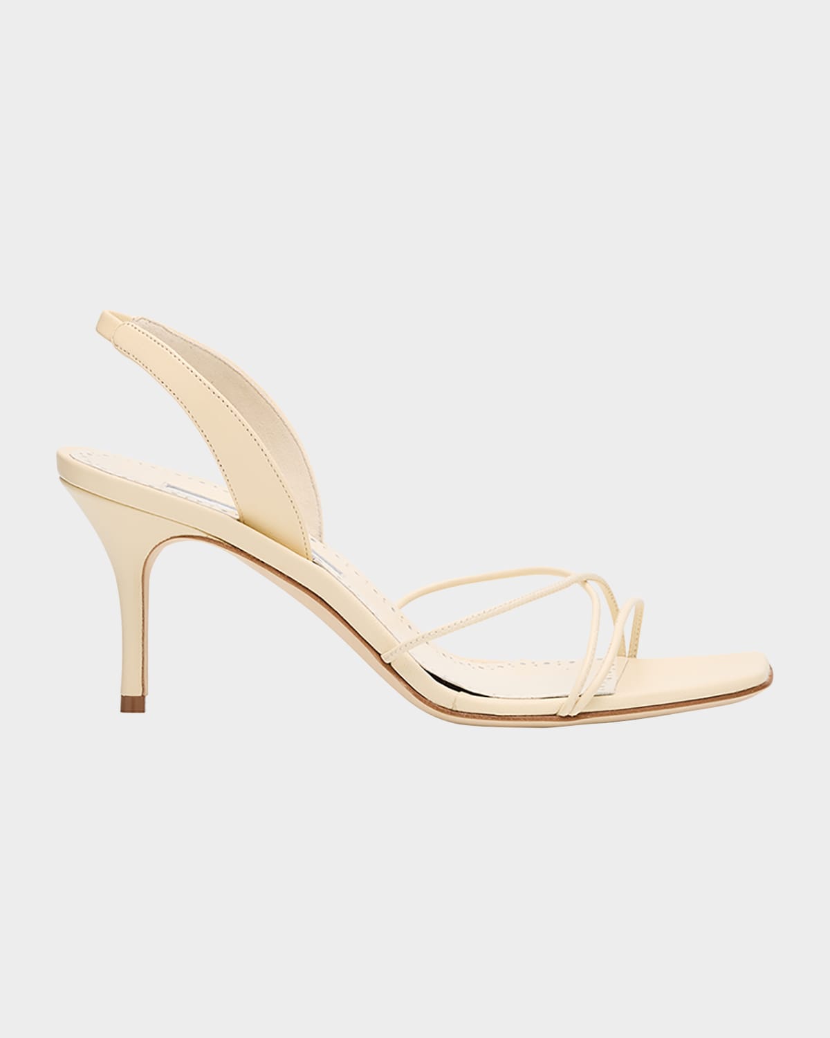 Manolo Blahnik Leather Strappy Slingback Sandals In White