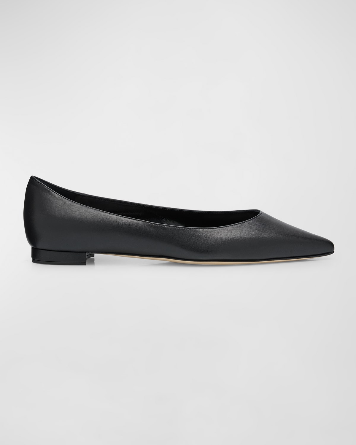 Shop Manolo Blahnik Gala Lambskin Point-toe Ballerina Flats In Black