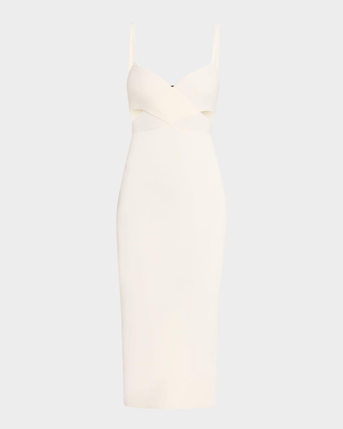 Lamarque Lida Crossover Cutout Knit Midi Dress In Off White