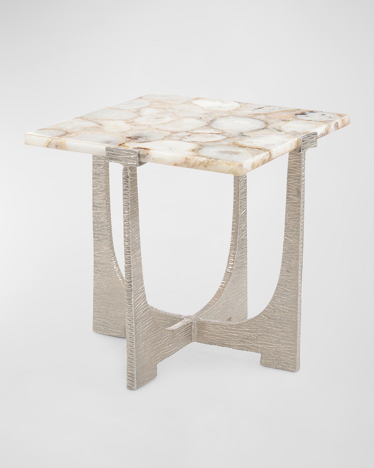 John-richard Collection Unity Agate End Table In Nickel, White Agate